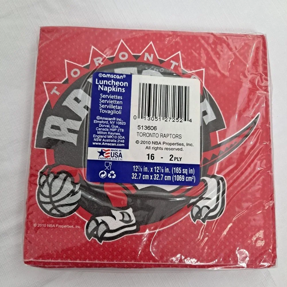 NBA Toronto Raptors Basketball Luncheon Party Napkins Red Black Silver 16 Count